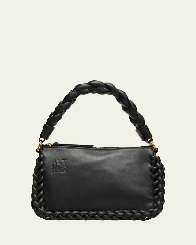 Small Braided Leather Top-Handle Bag